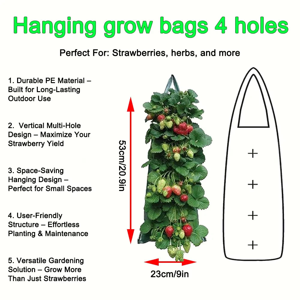 Hanging Grow Bags for Strawberries Tomatoes Hanging Planting Grow Bag Vertical Garden  Strawberry Planter Pot Aeroponic Tower