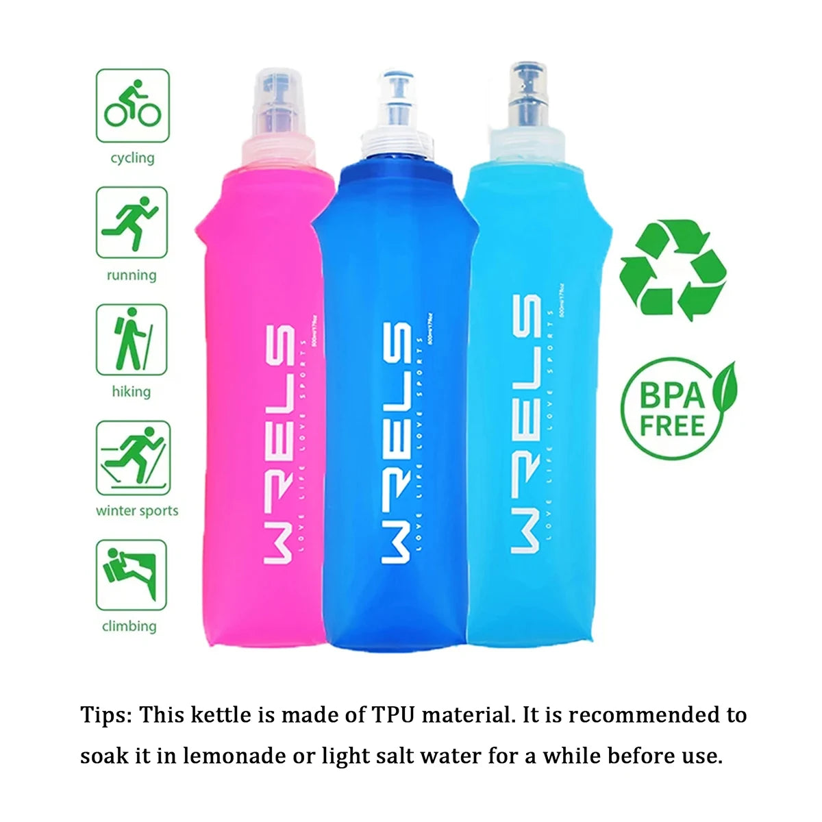 Collapsible Silicone Water Bottle – Portable Foldable Flask for Running & Hiking