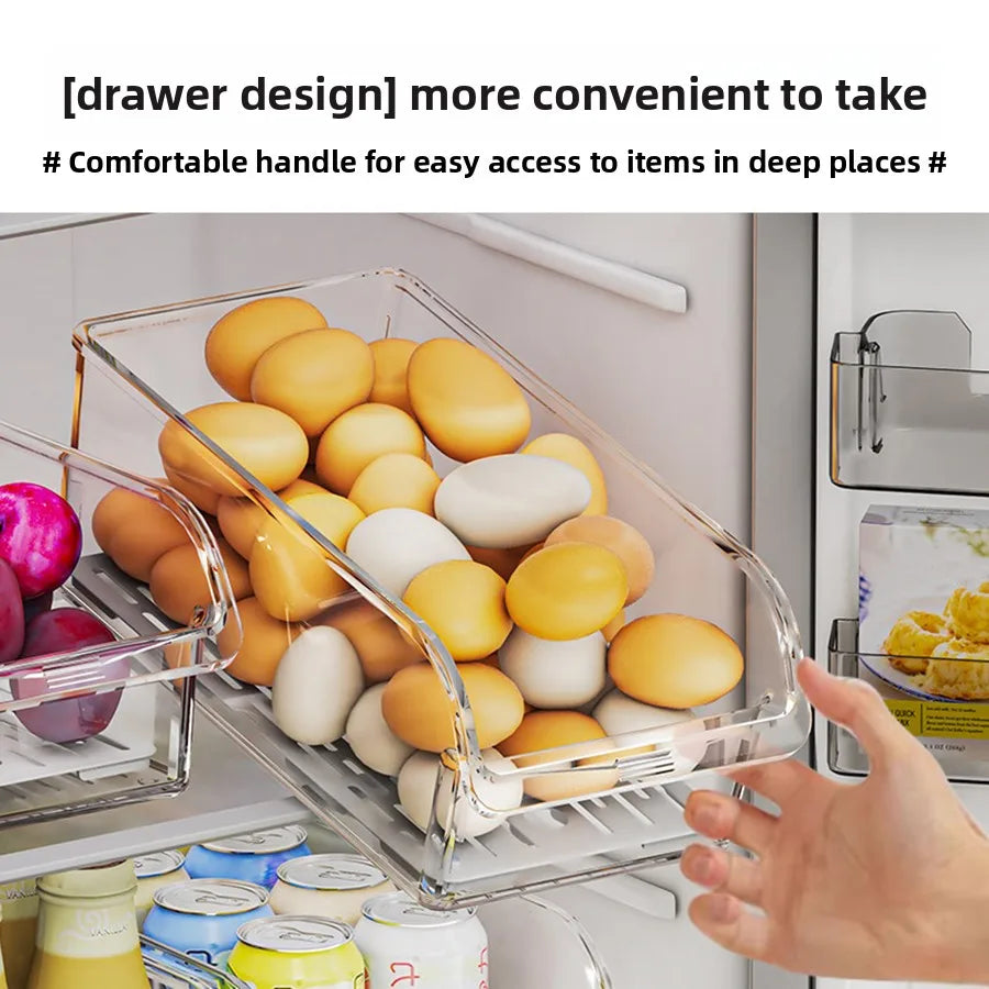 Clear Fridge Organiser Bins – Stackable Refrigerator Storage Containers for Food & Drinks