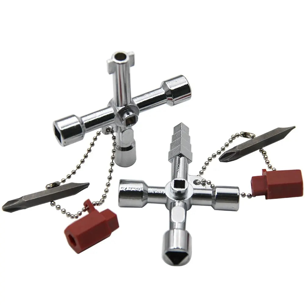 4-in-1 Key Wrench Screwdriver Tool Set – Triangle, Quadrangle & Electrical Cabinet