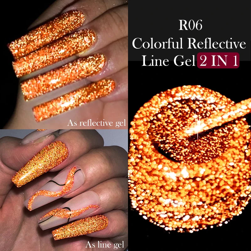 Gold Metallic Gel Nail Polish Liner – Super Bright Mirror French Stripe Nail Art