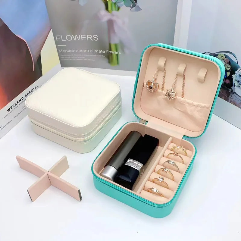 Simple And Portable Palm Jewelry Box, Ring And Earring Storage Box, Zipper Flip Cover, Travel Accessory Box, Pearl Box