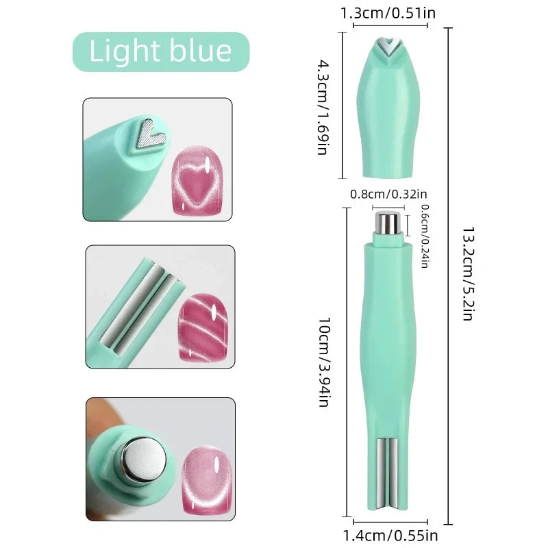 3 in 1 Cat Eye Nail Magnetic Stick Love Heart Snake Pattern French Cat Eye Nail Magnet UV Gel Polish Effect Manicure Design Tool
