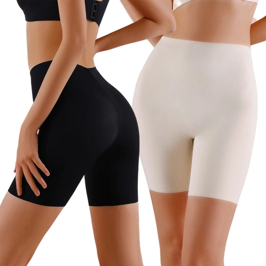 Women's Seamless High-Waist Tummy Control Safety Shorts – Ice Silk Hip Lift Boyshort Briefs