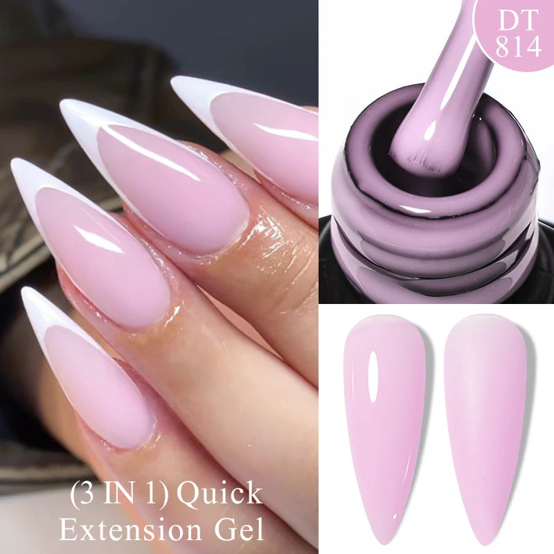 MEET ACROSS 7ml Quick Extension Gel Nail Polish Glitter Pink Gold Purple Milky White UV Gel Finger Prolong Varnish For Nails