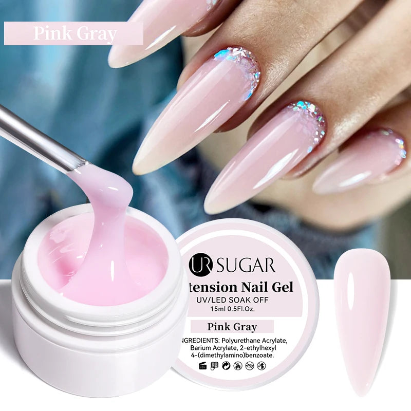 UR SUGAR 15ml Box Extension Nail Gel Jelly Pink White Clear UV Gel Hard Gel Extension Gel Nails Finger French Nail Art Manicure