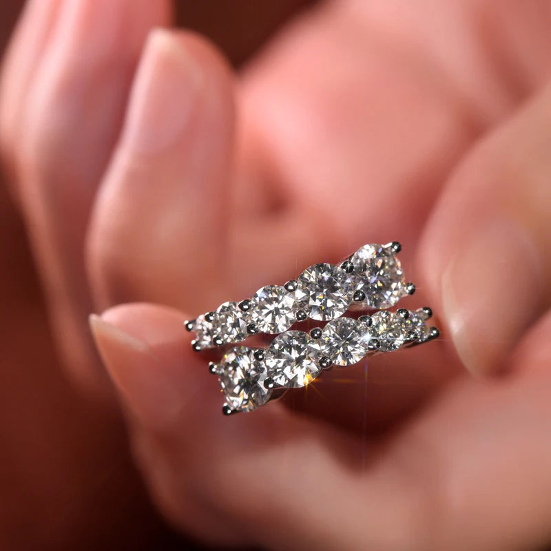 OXTAO Luxury Anniversary Moissanite Twist Shank Ring 3.26cttw 10 Stones Finger Rings Engagement Wedding 14K Gold Filled Jewelry