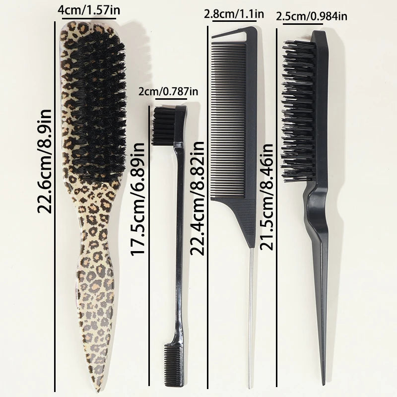 Boar Bristle Slick-Back Hair Brush – Edge Control, Flyaway & Baby Hair Smoother