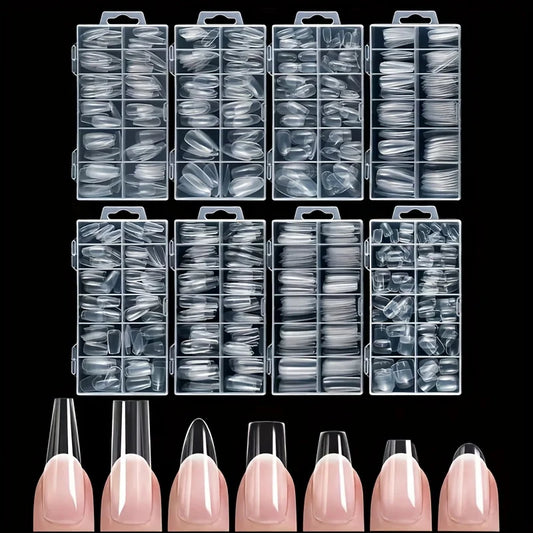 120-Piece Full Cover Acrylic Press-On Nails – 12 Sizes Coffin, Square & Oval Shapes Gift Set