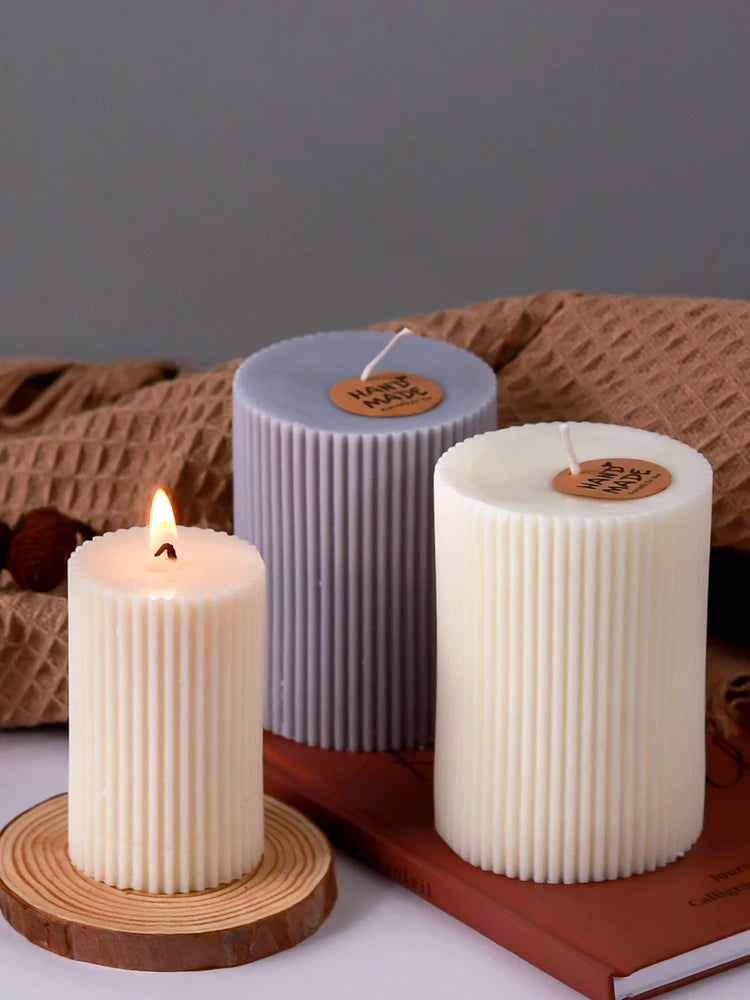 Classical Striped Cylindrical Silicone Candle Mould – DIY Pillar Wax Craft