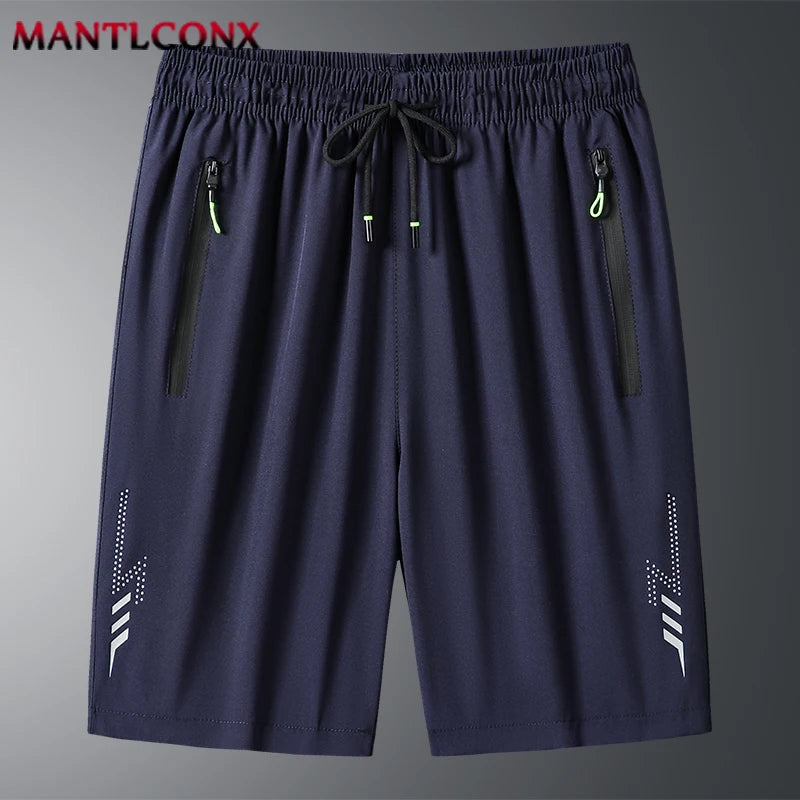 Quick Dry Shorts Men Summer Thin Short Pants Running Sports Bottom Gym Fitness Beach Zipper Pocket Loose Short Sweatpants Men