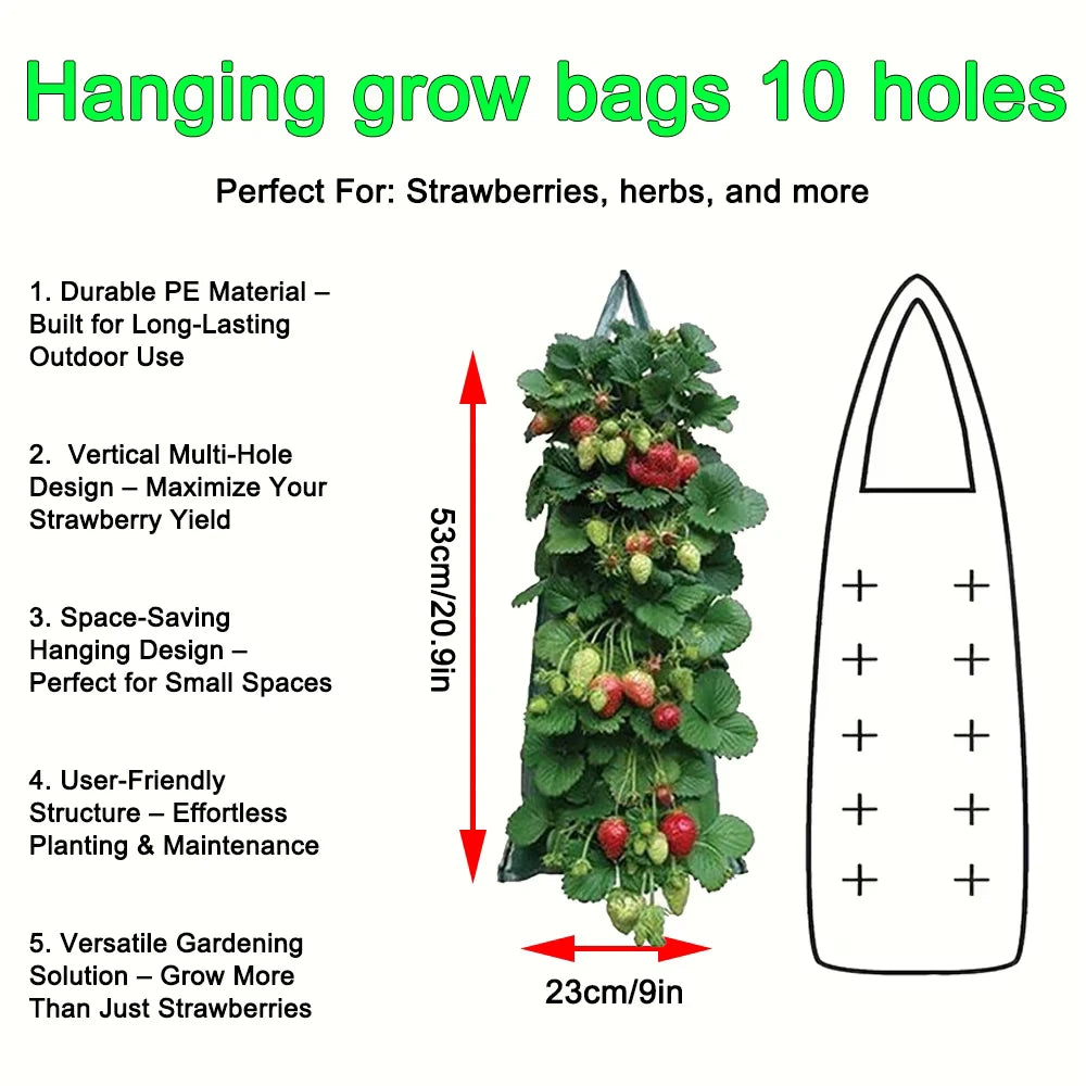 Hanging Grow Bags for Strawberries Tomatoes Hanging Planting Grow Bag Vertical Garden  Strawberry Planter Pot Aeroponic Tower