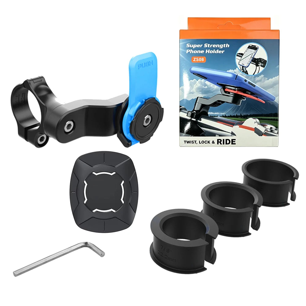 Bike Phone Holder, Motorcycle Mount - Motorcycle Phone Holder, Handlebar Cell Phone Clamp, E-Bike Scooter Phone Clip