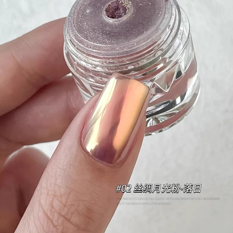 Aurora Chrome Nail Powder – High-Gloss Moonlight Mirror Pearl Glitter Pigment