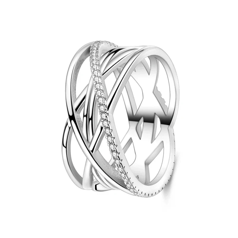 925 Silver Zircon Star Geometric Ring – Romantic Engagement Jewelry