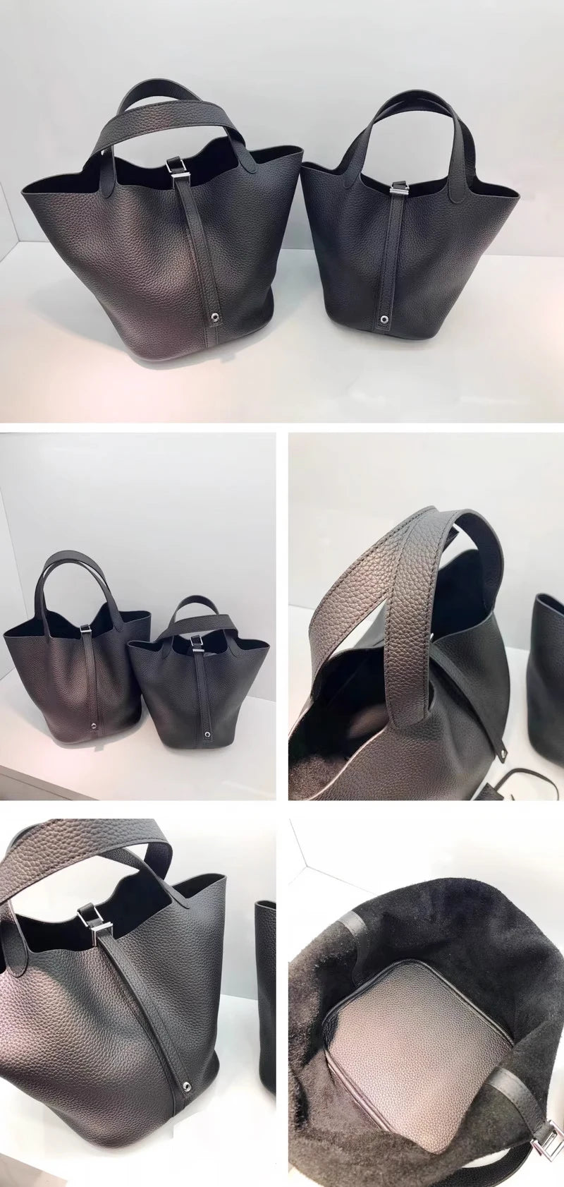 MENDY Genuine Leather Bucket Bag – Premium Large Tote Handbag for Women