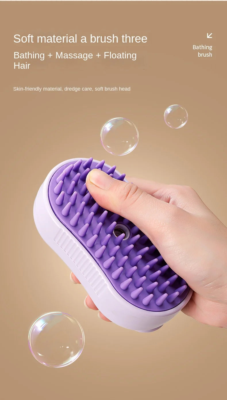 Electric Steamy Brush for Cat and Dog, Steam Brush, Electric Sprayer for Massage, Pet Grooming Tool, Shedding Combs, 3 in 1
