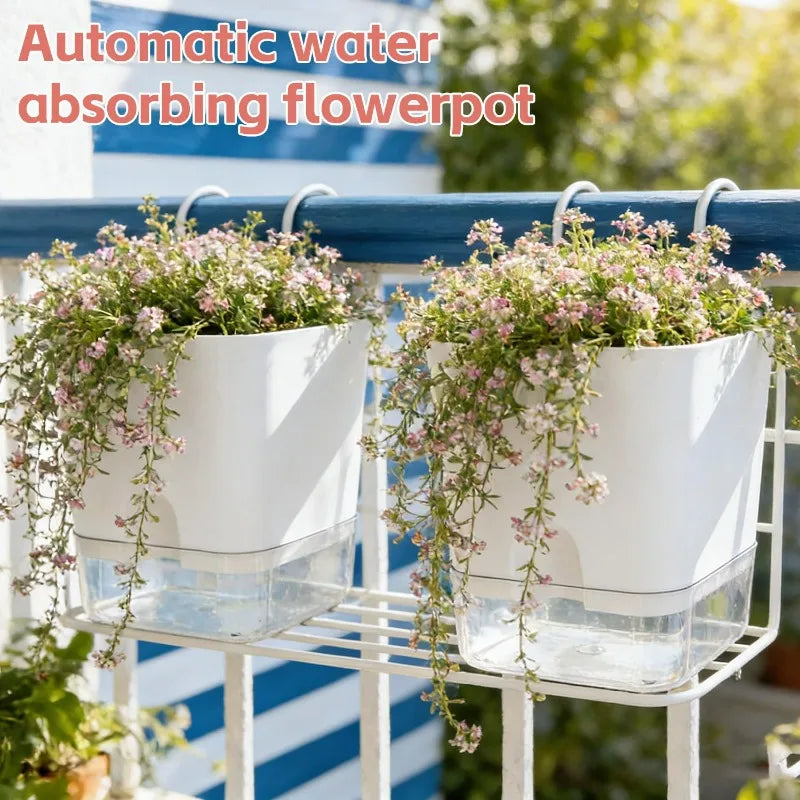 Square Self-Watering Plant Pot – Double Layer Indoor Balcony Flower Pot
