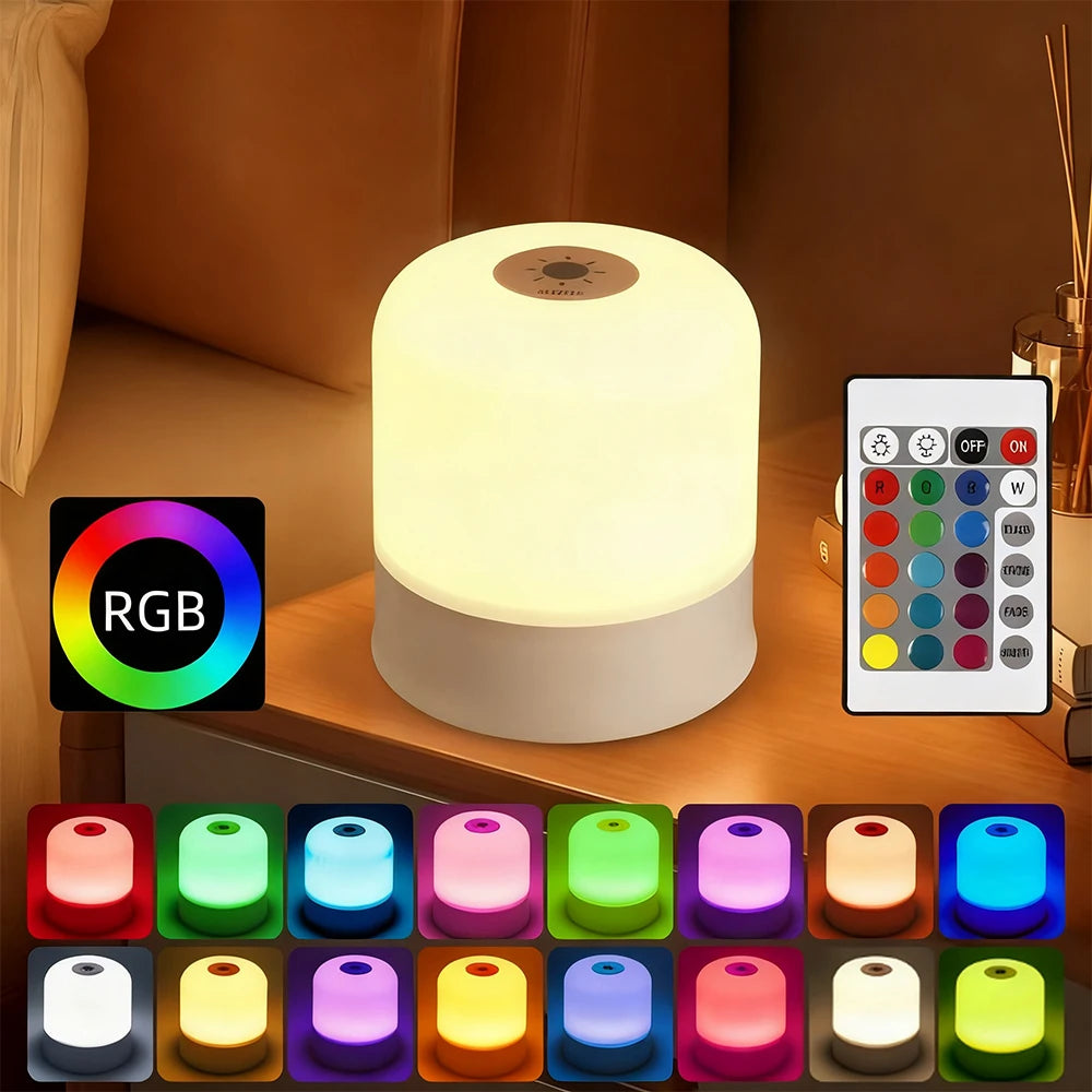 RGB LED Desk Lamp – Dimmable Rechargeable Touch Screen Bedside Reading Light