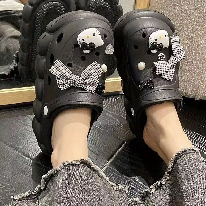 Hello Kitty Series Shoes Charms Bow Cartoon Anime Shoe Flowers For Clogs Sandals Diy Decoration Xmas Party Gifts Favors