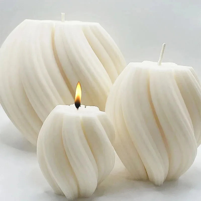 3D Geometric Wave Pillar Candle Silicone Mould – DIY Abstract Art Wax Craft