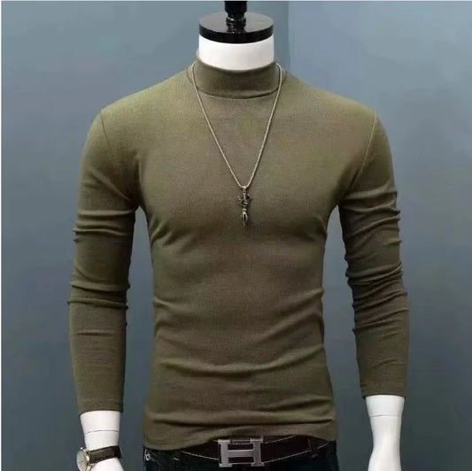Men's Oversized High-Collar Long-Sleeve Thermal Layering T-Shirt