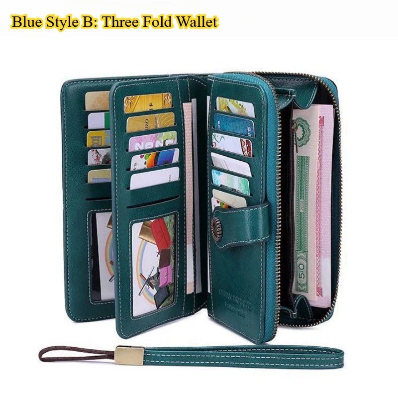 High Quality Women Wallet  Anti-theft Leather Wallets For Woman Long Zipper Large Ladies Clutch Bag Female Purse Card Holder