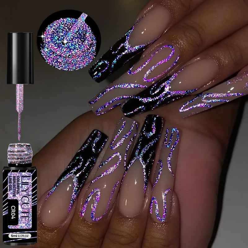 Gold Metallic Gel Nail Polish Liner – Super Bright Mirror French Stripe Nail Art