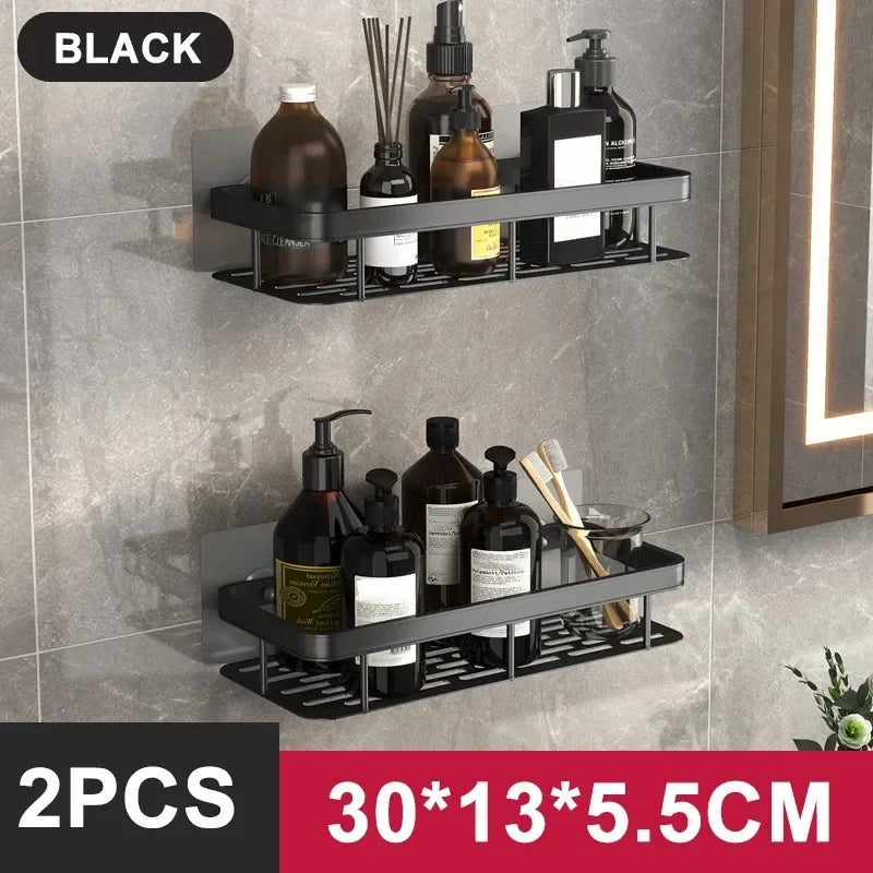 No-Drill Aluminium Shower Shelf – Bathroom Shampoo & Toiletry Storage Rack
