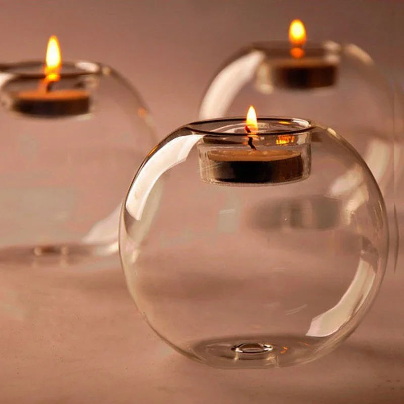 Elegant Round Glass Candle Holders – European Style Centrepiece for Weddings & Events