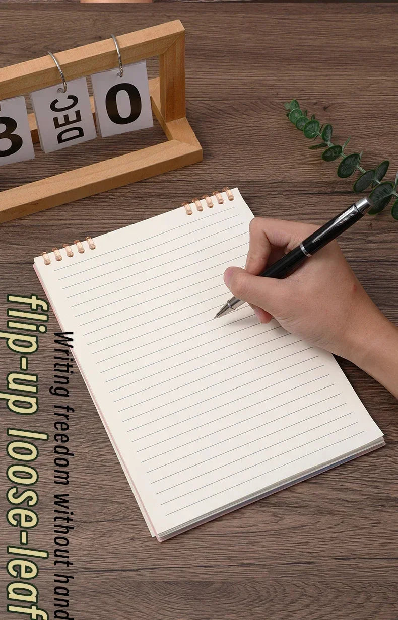 A5 60 Sheets Planner Thick Notebook Spiral Binding Loose-leaf Notebooks with Lines Pages for School Office Stationery Supplies