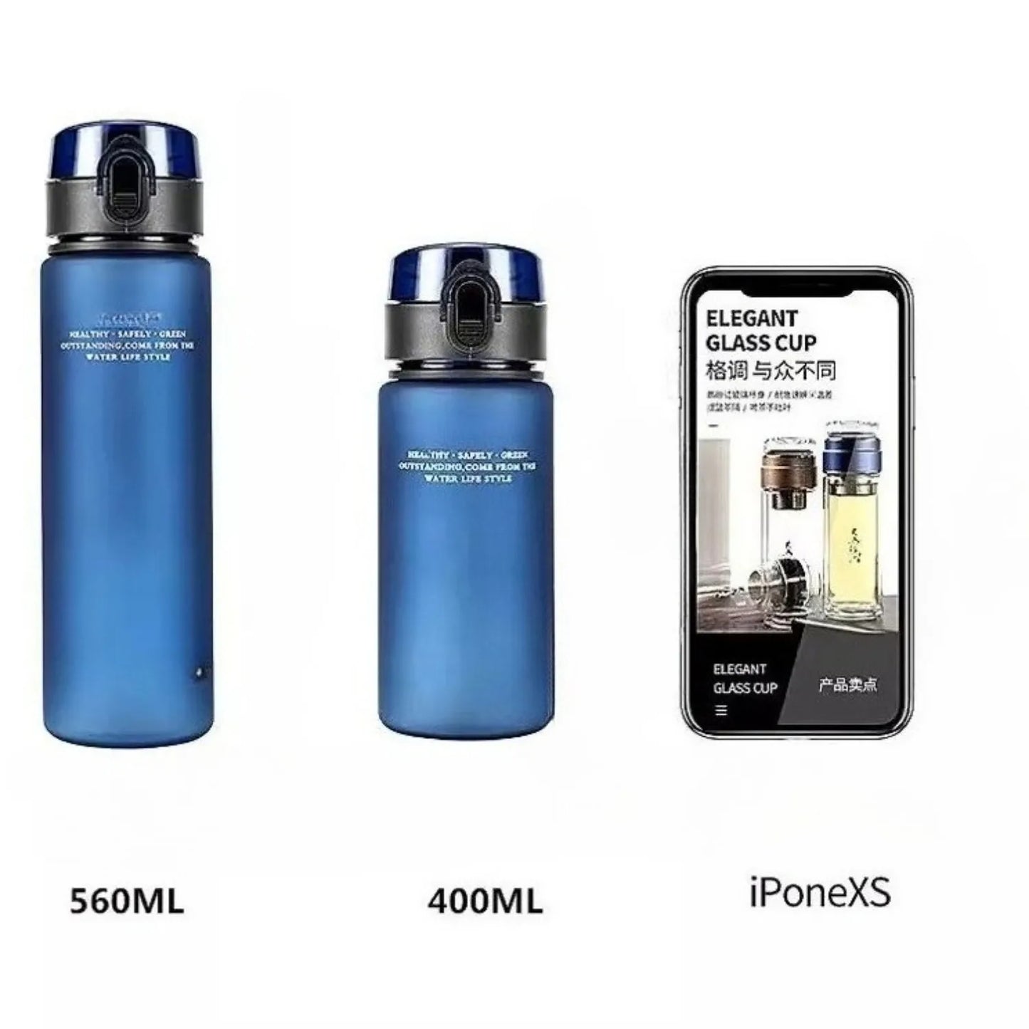 Leak-Proof BPA-Free Sports Water Bottle – 400ml & 560ml with Time Marker