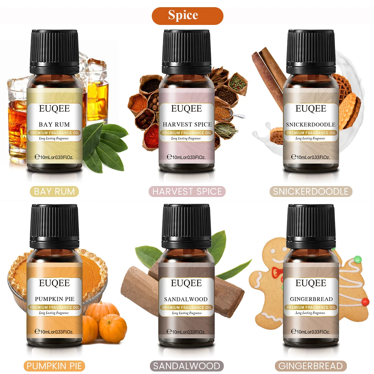 6-Piece Fragrance Oil Gift Kit – Coffee, Bakery, Harvest Spice & Forest Aroma Oils
