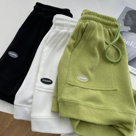 Women's Loose Wide-Leg Drawstring A-Line Casual Home Shorts