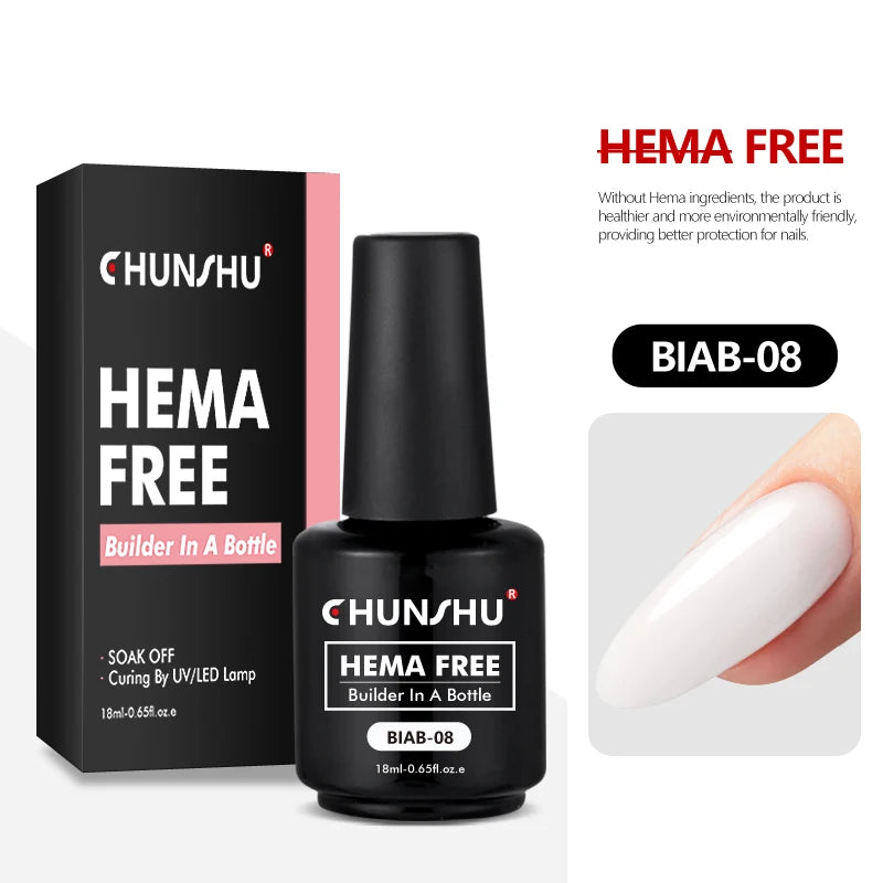 CHUNSHU Hema FREE Construction UV Gel 18ml Builder Nail Gel In A Bottle Semi Permanent Thick Rubber Base Gel Extension Nails Art