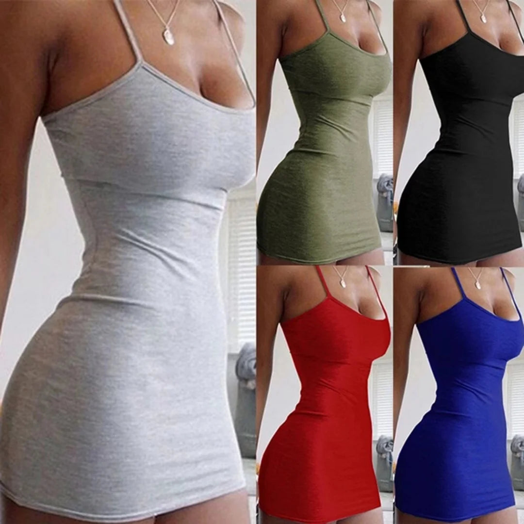 Women's sexy tight sleeveless suspender pajamas can be worn as outerwear hip skirt home clothes