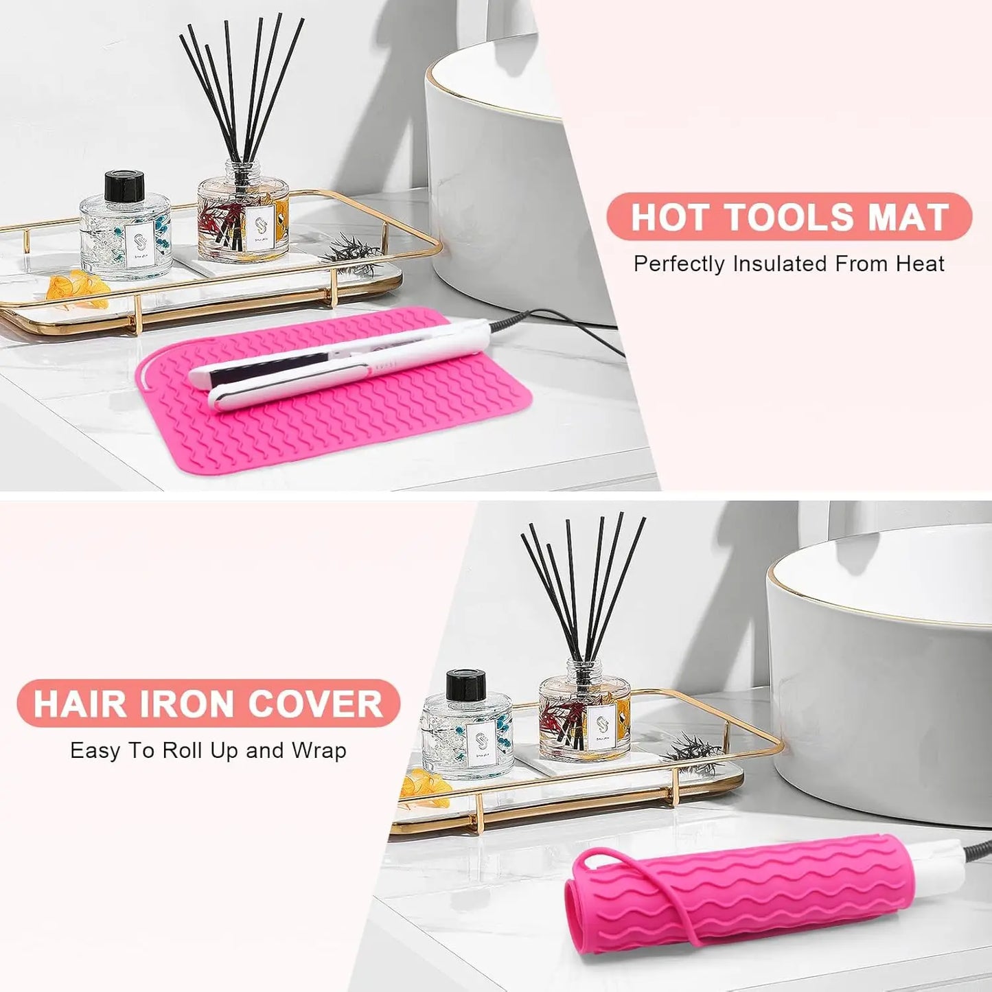 New Plus Size Silicone Heat Resistant Mat Portable Travel Hot Tools Pad Cover for Curling Iron, Flat Iron Hair Straightener