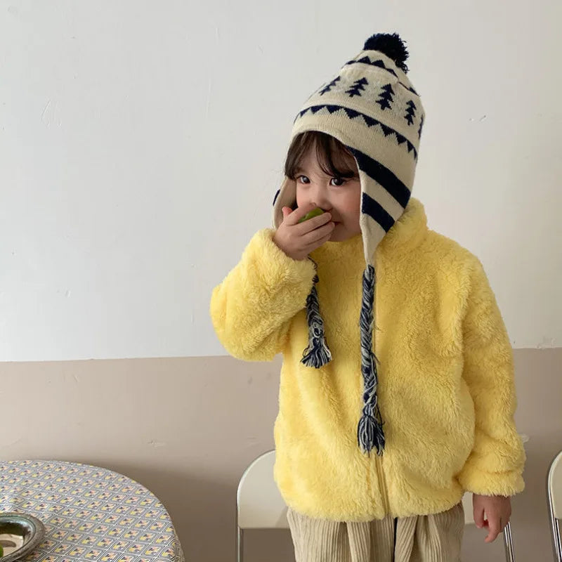 Pink Girls Jackets Autumn Coat Winter Thermal Fleece Jacket for Children 1 2 3 4 5Yrs Kids Coats Warm Korean Outerwear