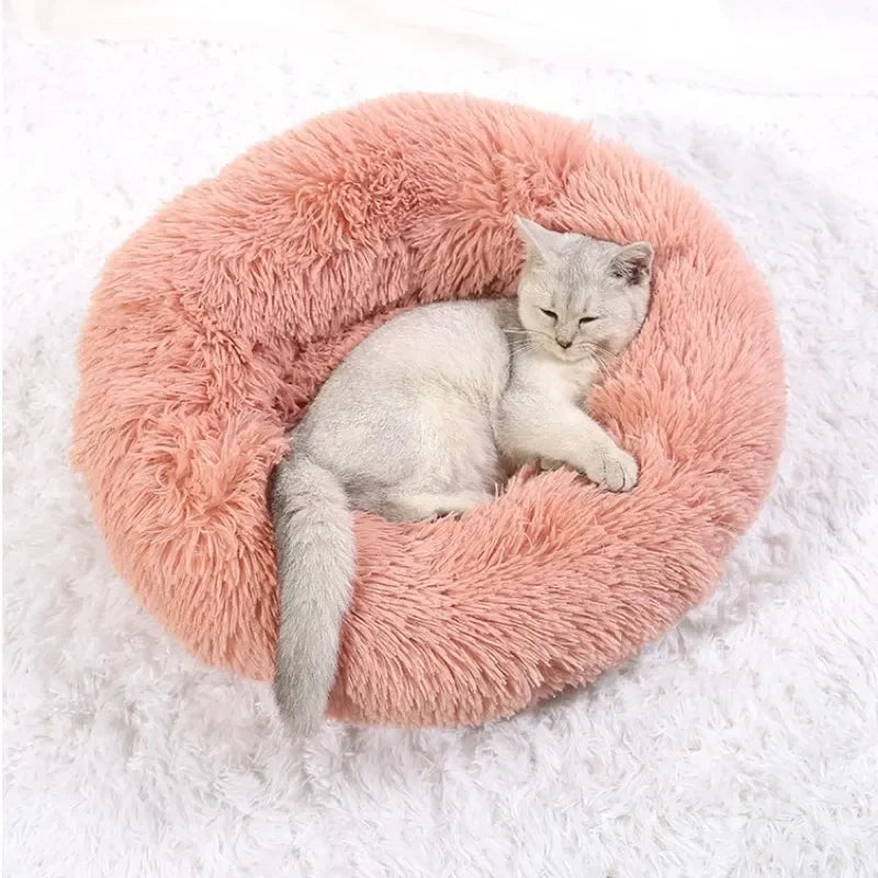 New Cat Dog Bed Super Soft Pet Cat Bed Pet Mattress Plush Washable Calm Donut Bed Comfortable Sleeping Artifact Suitable Winter