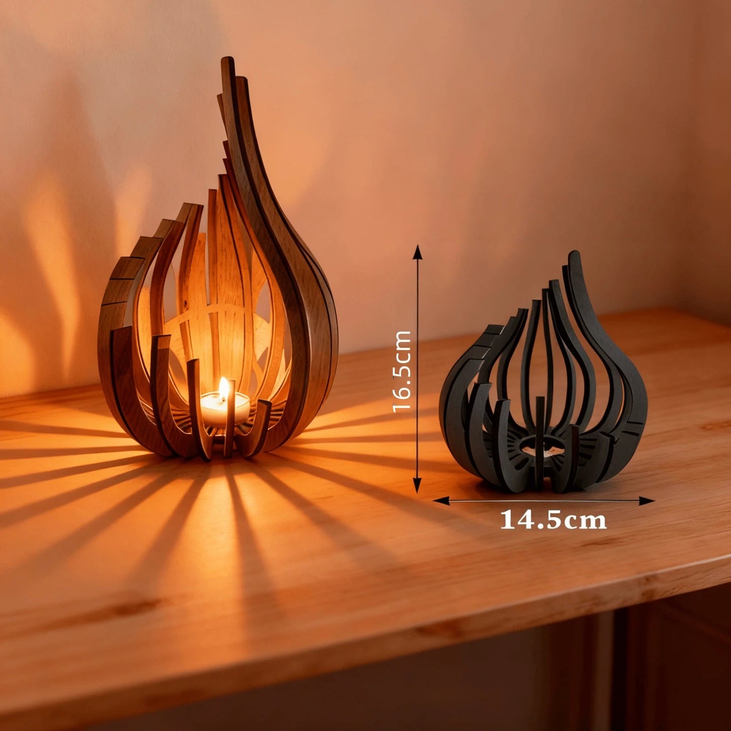 Streamline Wooden DIY Candle Holder – Handmade Warm Atmosphere Décor