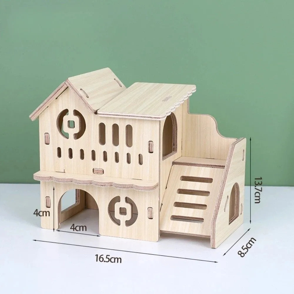 New Wooden Hamster Villa Chewable Easy to Install Platform House Durable Cage Accessories Hamster Climb Pet Supplies