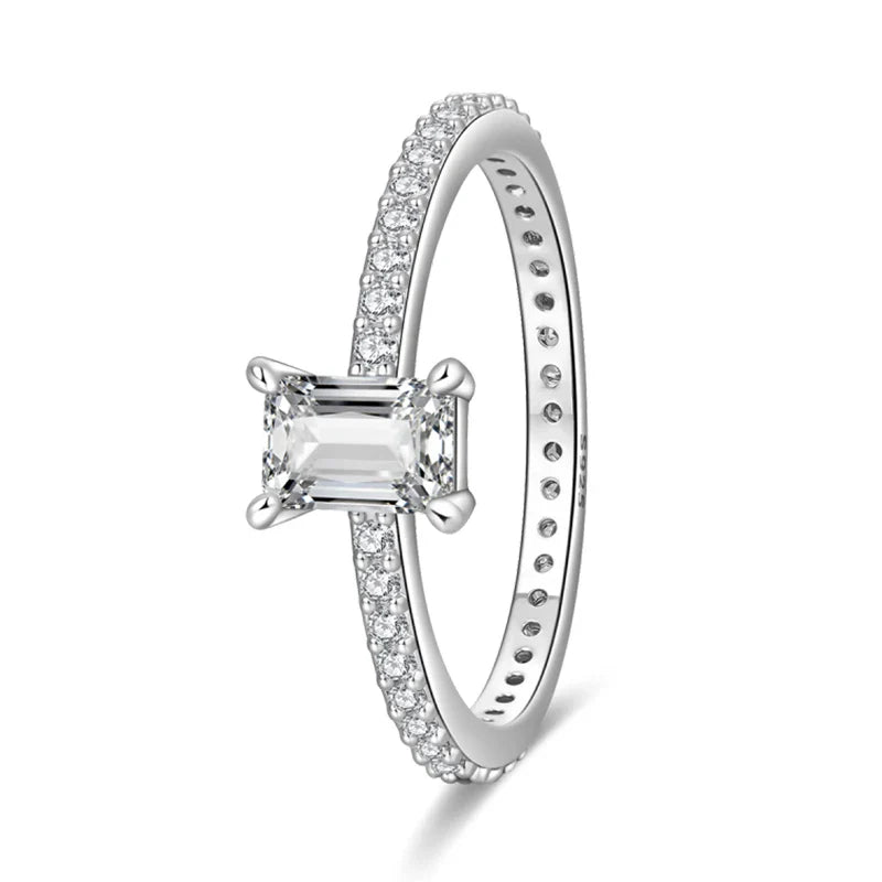 925 Silver Zircon Star Geometric Ring – Romantic Engagement Jewelry