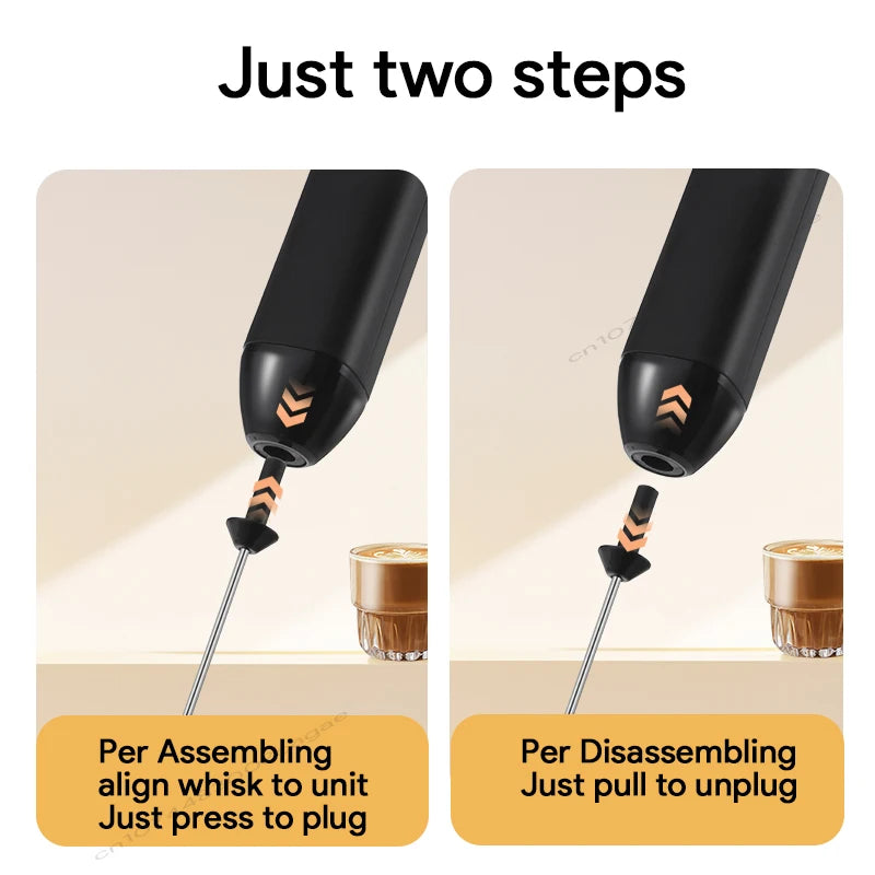 Wireless USB-C Electric Milk Frother – Handheld Stainless Steel Coffee Whisk