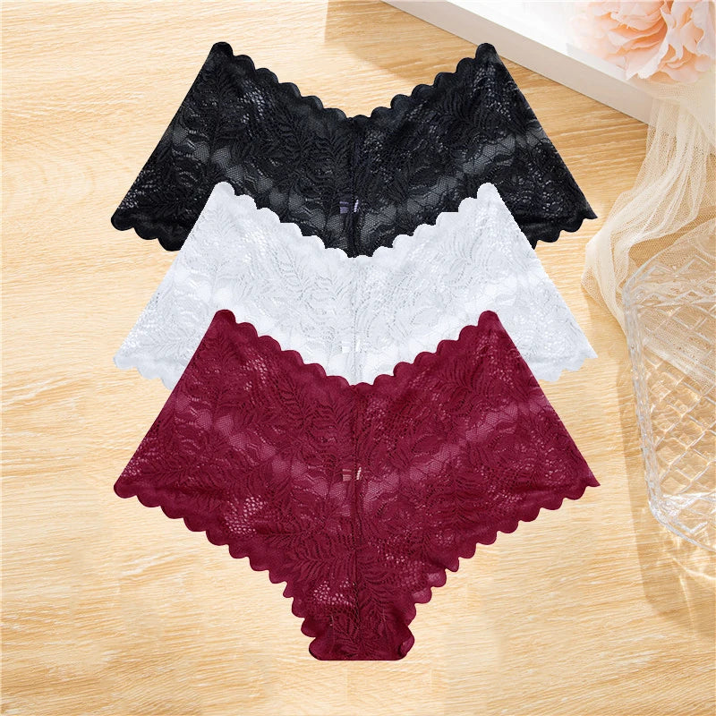 3-Pack Women's Lace Floral Boyshort Panties – Low-Rise Breathable Underwear
