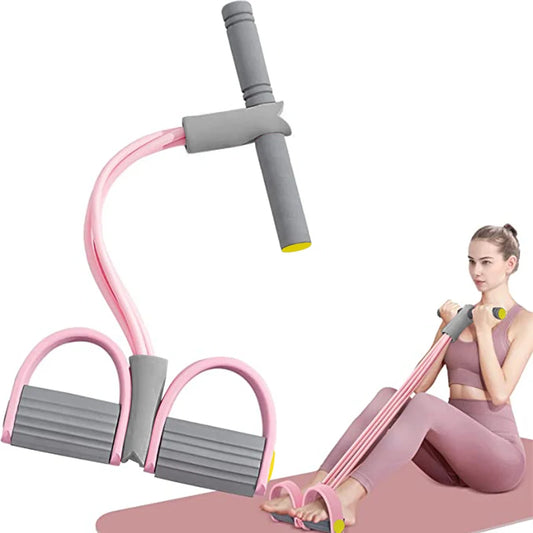 4-Tube Yoga Resistance Band Set – Pedal Puller for Abs, Waist & Arm Training