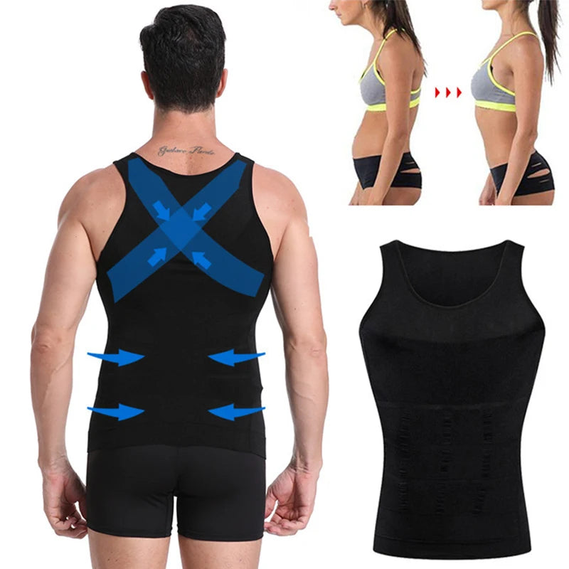 Men's Slimming Compression Vest – Body Shaper Corset Shirt for Tummy & Waist Control