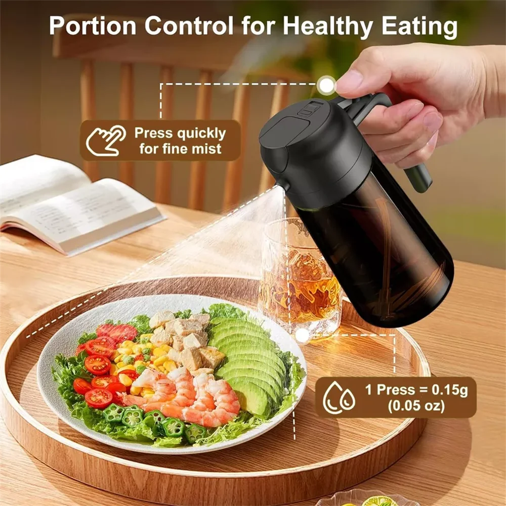 2-in-1 Glass Olive Oil Dispenser & Sprayer Bottle – 470ml, Leakproof