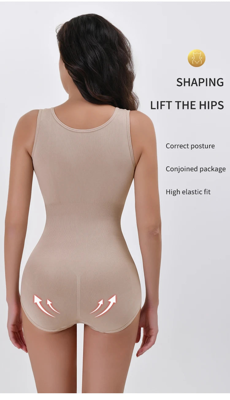 Double-Breasted Tummy Control Bodysuit – Postpartum Slimming Waist Trainer Corset