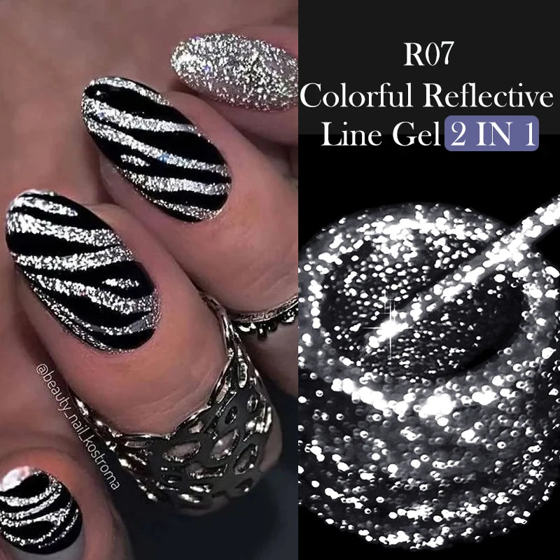 Gold Metallic Gel Nail Polish Liner – Super Bright Mirror French Stripe Nail Art