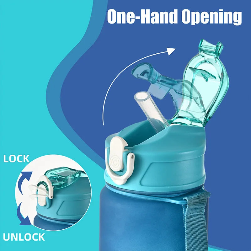 Sports Water Bottle with Time-Tracking Straw – Flip Lid, Leak-Proof, 750ml